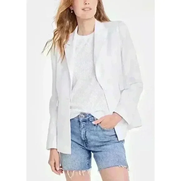 On 34th Womens Linen-Blend Blazer Bright White Size 10, NWT $99.50 - Picture 1 of 2